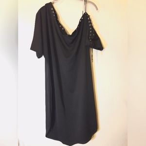 Assymetrical Gromet Tie Up Design dress